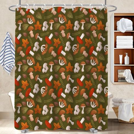 Fließender Duschvorhang aus Polyester (180 x 180 cm) mit Ösen, schnelltrocknend, für einen frühlingshaften Blumenlook im Badezimmer (1/5)
