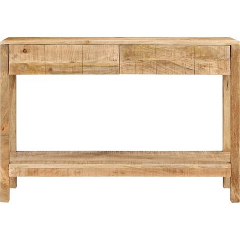 Table console,Table d'appoint,Bout de canapé et 2 tiroirs 110x35x75 cm bois de manguier solide CFW99558 (1/5)