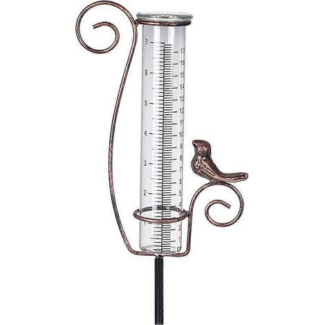 Pluviomètre d'extérieur, pluviomètre de 18 cm pour mesurer les précipitations, décoration de jardin en forme d'oiseau en fer (1/5)