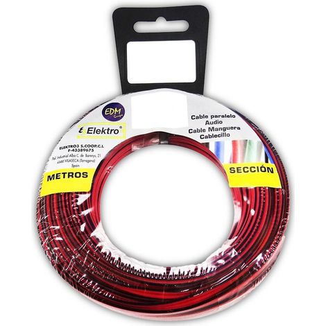 Parallelkabeltrommel 2x1,5mm Rot/Schwarz 5m (Audio)