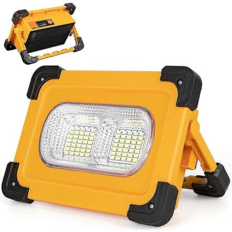 Projecteur LED rechargeable 80 W, 4 modes, orientable à 180°, portable, solaire, pour chantier, camping et situations d'urgence. (1/5)