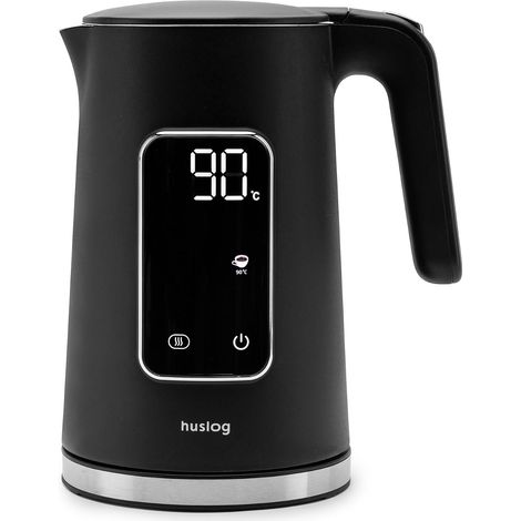 Bouilloire Électrique 1,7L avec Écran Tactile, 5 Programmes, Température Réglable 40–100°C, Fonction Maintien au Chaud, Acier Inoxydable, Chauffe Rapide 2200W, Sans Fil, Noir (1/5)