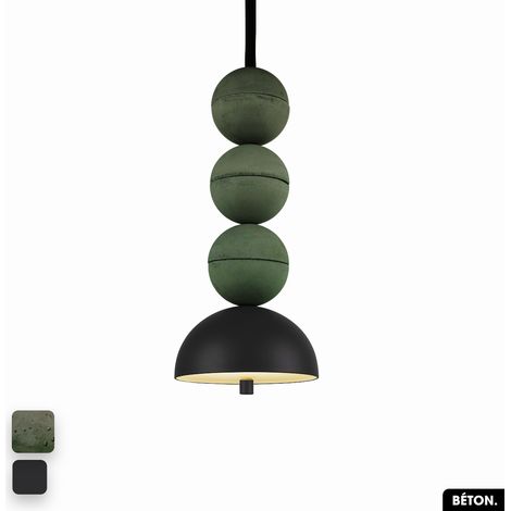 Lampe de suspension en béton - BOSFOR CONCRETE ASPERGE - NOIR 3 BALLES LED 14W (1/2)