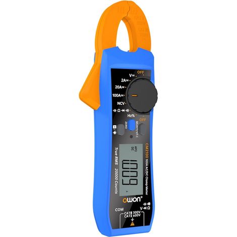 Multimètre à pince numérique OWON CM2100 Mini 100 A AC/DC Courant/Tension True RMS pour le test de résistance, de capacité et de diodes (1/5)