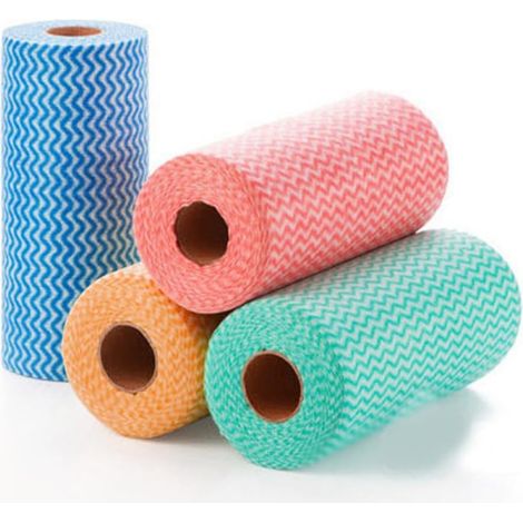 Lot de 4 rouleaux de chiffons de nettoyage jetables en rouleau - Chiffons de nettoyage jetables en non-tissé - Pour cuisine, table à manger - 4 couleu (1/5)