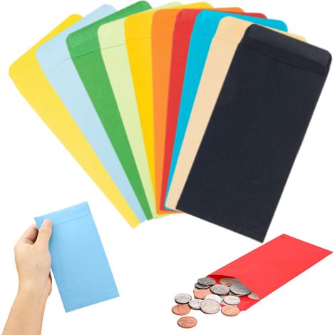 100 mini-enveloppes autocollantes colorées - 5,7 x 8,89 cm