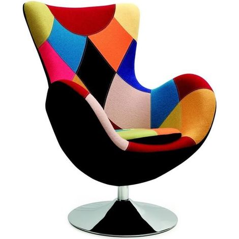 Fauteuil oeuf patchwork multicolore (1/3)