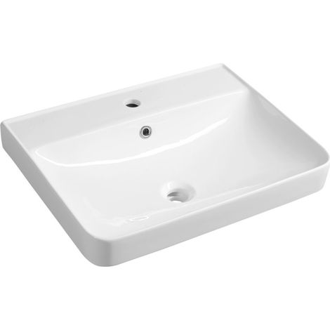Aqualine - Lavabo pour meuble 60x45 cm, avec trop-plein, trou pour robinetterie, blanc 3060 (1/5)