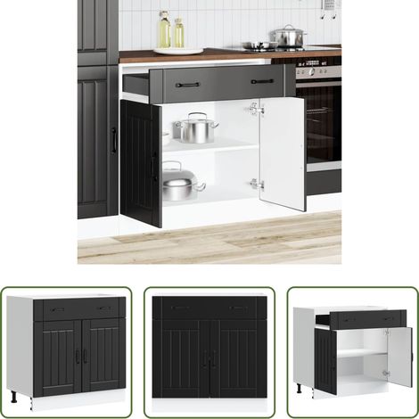 vidaXL Holzwerkstoff -  Küchen-Unterschrank Lucca Schwarz Holzwerkstoff (1/5)