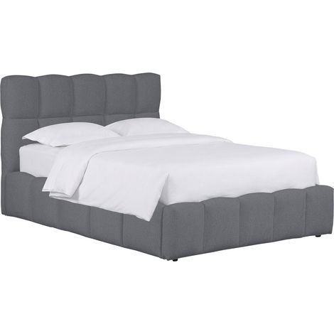 Lit double en tissu avec coffre "Davos" - 140 x 190 cm - Gris (1/4)