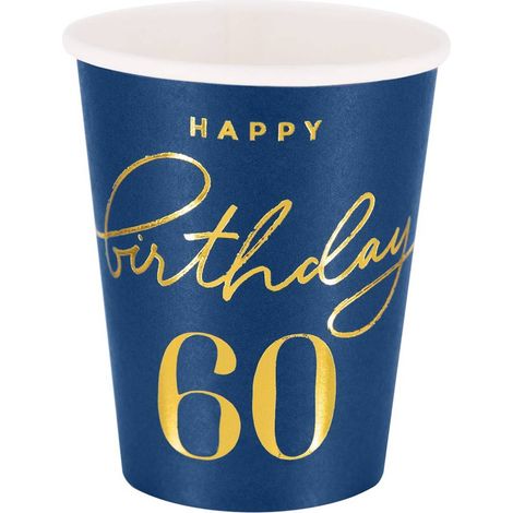 Joyeux anniversaire 60 tasses, bleu marine 220 ml, 6 pièces. (1/3)