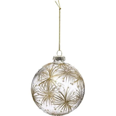 Boule de Noël Fleurs "Manoir d'Hiver" 9cm Or
