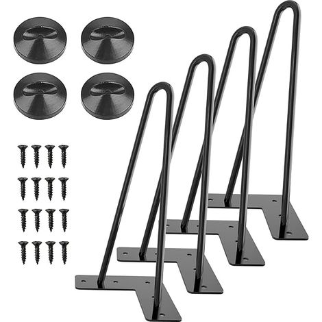 Lot de 4 pieds épingle de 40,5 cm, style industriel, solides et pratiques pour meubles et tables. (1/5)