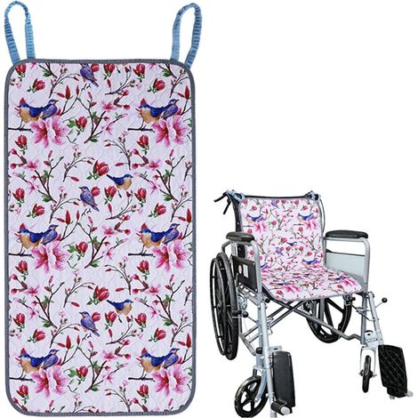 Almohadilla de cama ultra absorbente para personas mayores, impermeable, lavable y reutilizable, cojín para silla de ruedas, cojín antideslizante con dos asas de lazo, 50 x 90 cm, patrón floral B