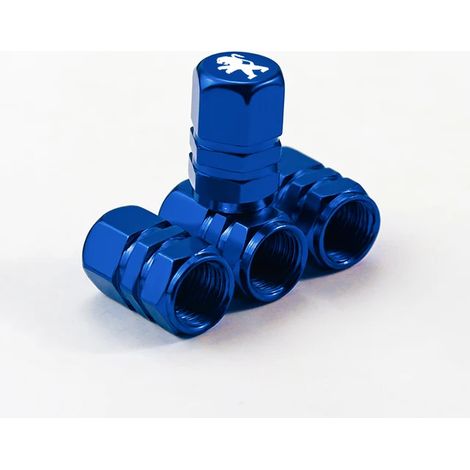 (Bleu C) 4 bouchons de valve de pneu de style automobile compatibles avec Peugeot 206, 307, 308, 3008, 207, 208, 407, 508, 2008, 5008, 107, 106, 205 et 4008 (1/5)