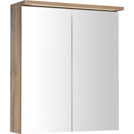 Aqualine KAWA - Armoire miroir avec éclairage LED, 60x70x22 cm, chêne emporio WGL36S (1/4)