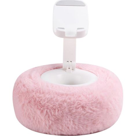Support de lecture ajustable pour Kindle avec coussin et bol en peluche, support de téléphone à 360° pour le lit, rose (1/5)