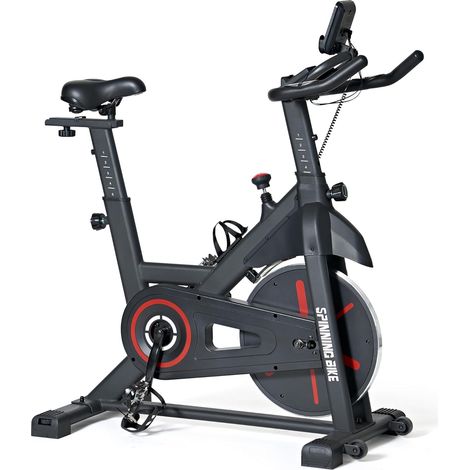 Soges – Vélo d'appartement magnétique 6 kg – Résistance réglable – Écran LCD – Capacité 120 kg – Support tablette – Silencieux et confortable