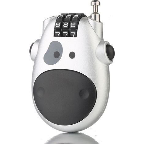 Câble de Sécurité Rétractable pour Vélo, Casque, Bagages et Luge avec Serrure - Antivol Cow Cartoon (1/5)