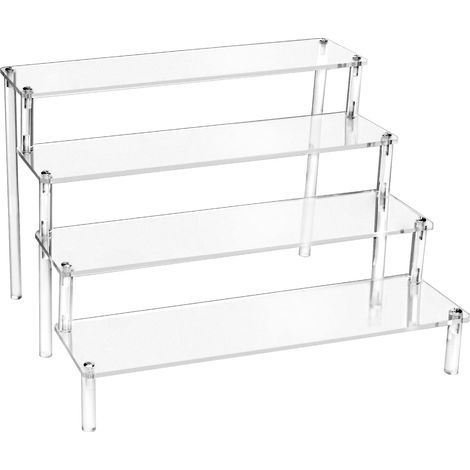 Présentoir Acrylique à 4 Niveaux Transparent 30x25x20cm Support pour Figurines Bijoux Cupcakes Cosmétiques Épices (1/5)