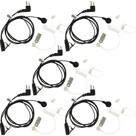 vhbw 5x Headset earpiece compatible with Motorola Radius P110 Radio Walkie Talkie, Transparent acoustic tube