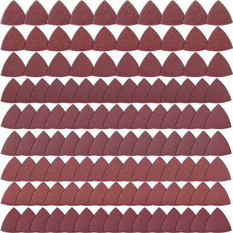 100 morceaux de papier de verre triangulaire 80x80x80 grain 120 pour ponceuse (1/5)