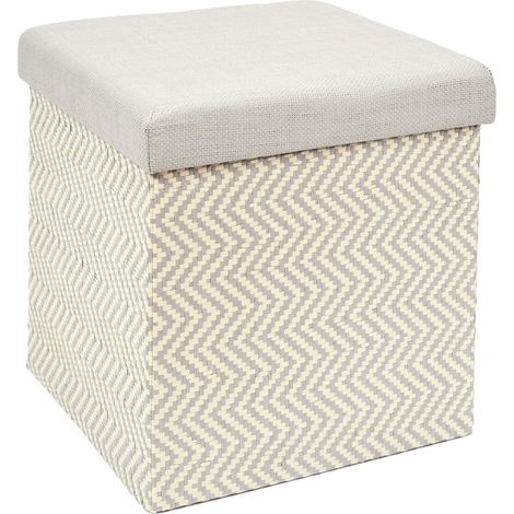 Coffre pouf pliable tresse gris 38x38x38 cm
