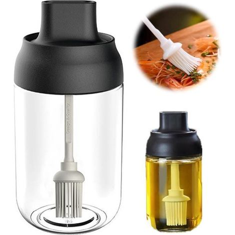 Distributeur d'Huile - MARQUE - 2 en 1 - Silicone de qualité alimentaire - Verre - 250ml (1/4)