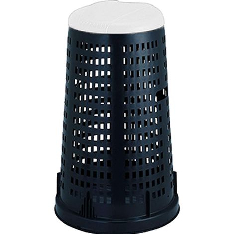 Trespolo Raccolta Differenziata, 100 Lt, con Anello Fermasacco, Ø 58x90h cm, Coperchio Bianco, Fusto Nero, Senza Fondo (1/3)