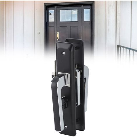 Serrure de porte d'entrée, serrure de porte de chambre, poignée de porte de salle de bain noire, poignée de porte en bois massif, serrure silencieuse en alliage d'aluminium. (1/5)