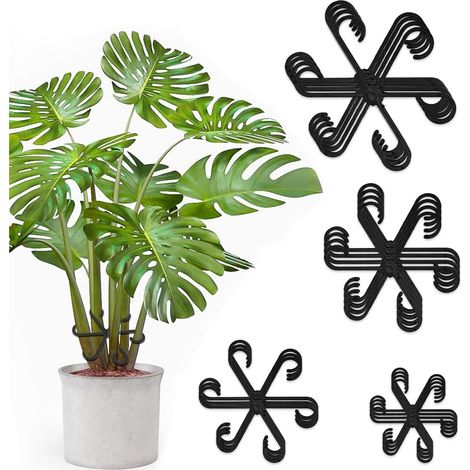 Paquete de 16 soportes para tallos de plantas trepadoras, soportes para flores y soportes para troncos (negros) (1/5)