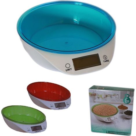 TrAdE Shop Traesio - Bilancia Da Cucina Digitale Precisione Da 1gr A 5kg Con Ripiano Colorato Tare - (1/4)