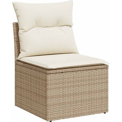 Chaise de jardin,Chaise d'extérieur sans accoudoirs avec coussins beige poly rotin CFW9542302 (1/5)