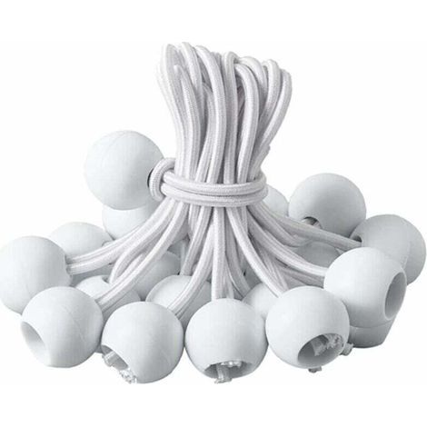 Planenspanner, Kugelspanner, elastischer Spanner für Pavillons, Planen, Camping, Zelte, Vorhänge, Verlängerungsgurt (20 Stück Weiß - 20 cm) (1/4)