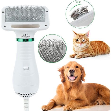 TRADE SHOP - Spazzola E Phon Asciugatore Per Cani E Gatti Animali Domestici 2 In 1 Toeletta -