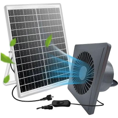 Énergie 4-Inch haute vitesse 12 V solaire silencieux ventilateur avec 25 W panel shed évacuation pour poulet coops sheds (1/5)