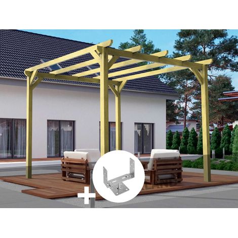 Pergola massive en bois Le Havre 510 x 420 cm + 6 supports surélevés - Maderland
