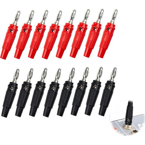 Fiches bananes 4mm 16 pièces, prise fiche banane mâle 4mm rouge noir, fiches banane HiFi haut-parleur DIN, jack 6.35, fiche banane femelle, connecteur pour AV-Receiver et enceintes