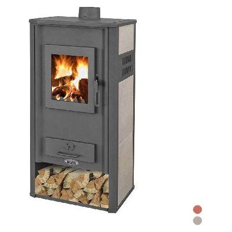 Poêle à bois hydro 20-22 kW – Structure acier céramique – Chargement frontal – Évacuation fumées supérieure 120mm – Dimensions L.49 x P.46 x H.105 cm