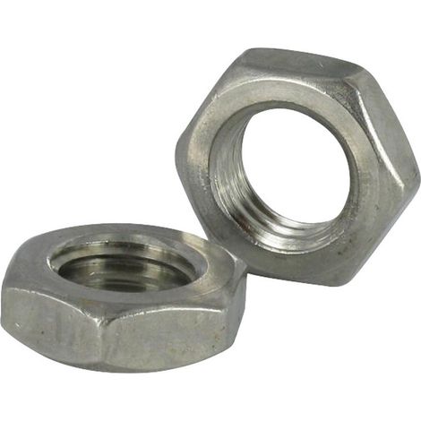 Ecrou hexagonal bas hm/contre Ecrou Pas Gauche M18 Inox A2 - 5 pièces (1/2)