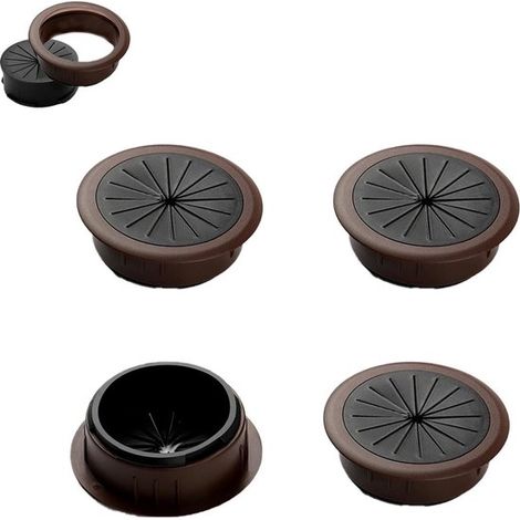 Pasacables para escritorio - Organizador de cables - Para mantener el escritorio ordenado - Goma flexible - 50 mm - Marrón (1/5)