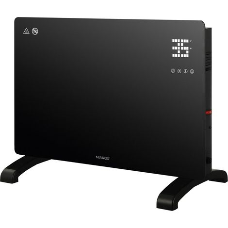 Radiateur convecteur intelligent en verre Zanthus, max. 1 500 W, noir