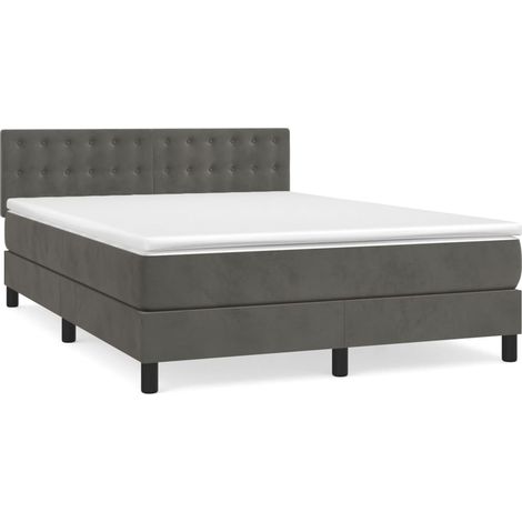 Maison Exclusive - Cama box spring con colchón terciopelo gris os (1/5)