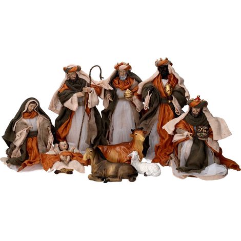 Natività tessuto set 9pz ocra cm xh30,5