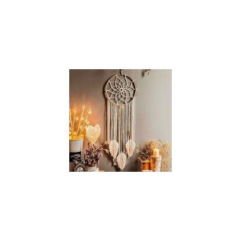 Attrape-rêves tissé à la main, 90 x 25 cm – Décoration style bohème – Plumes douces pour favoriser le sommeil – Cadeau original (1/5)