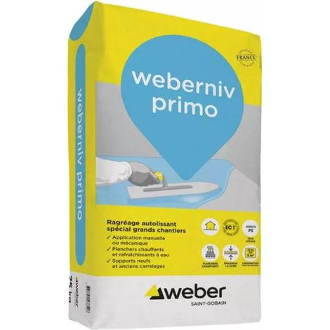 Weber Saint Gobain – Ragréage autolissant 25 kg – Pour sols intérieurs P2/P3 – Application manuelle ou machine – Temps de séchage 6 à 8h