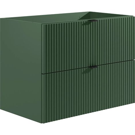 Mobile sotto lavabo sospeso con scanalature 80 cm Verde opaco - ZEVINI (1/5)