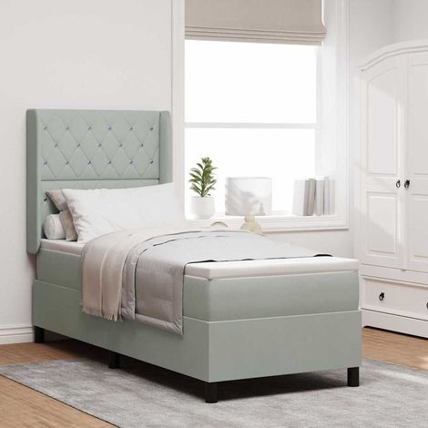 vidaXL Letto a molle con testiera Grigio chiaro 80 x 200 cm Velluto (1/5)