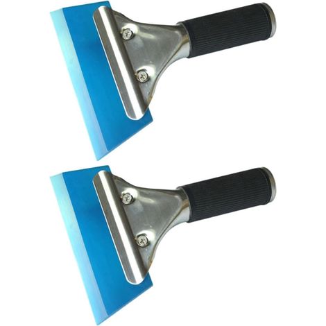 Lot de 2 Grattoirs à Glace en Acier Inoxydable Bleu, Outil Résistant pour Pare-Brise et Peinture Automobile, pour Enlever la Neige sans Traces Couleur Aléatoire (1/5)