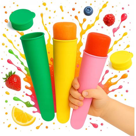 Moules à glace en silicone souples, lot de 3 - Réutilisables pour faire sa propre glace maison (1/5)